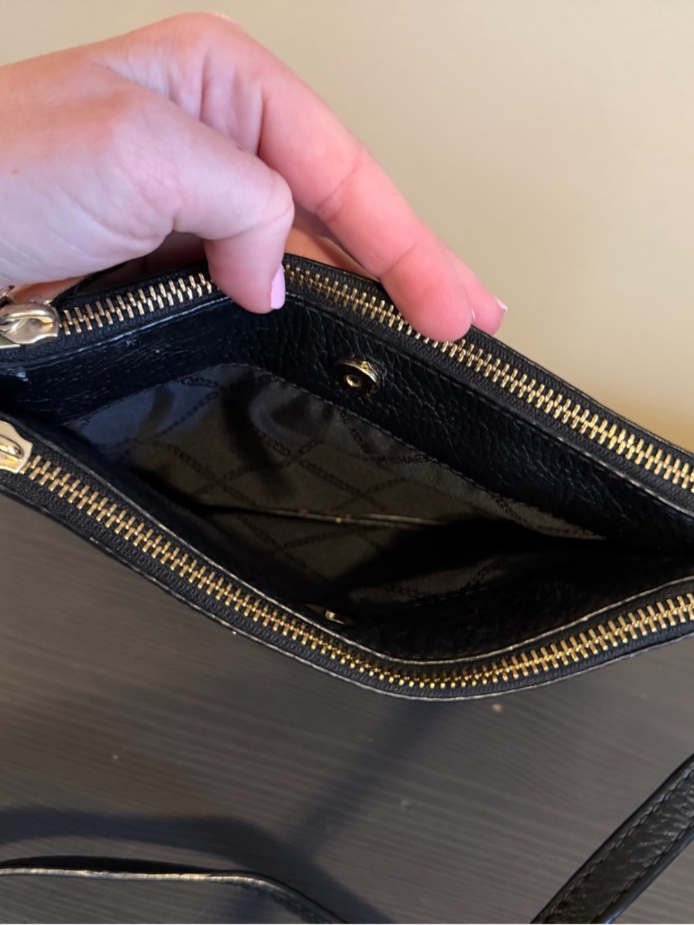 Michael Kors Black Adele Pebbled Leather Crossbody Purse - Picture 6 of 10